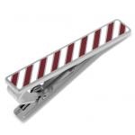 Varsity Stripes Maroon and White Tie Clip.jpg